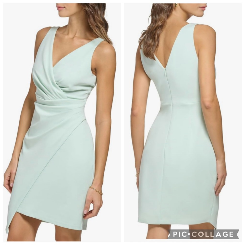 Guess Sleeveless Asymmetrical Sheath‎ Dress Mint Green 4